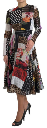 Dolce & Gabbana Multicolor Patchwork Floral Leopard Dress